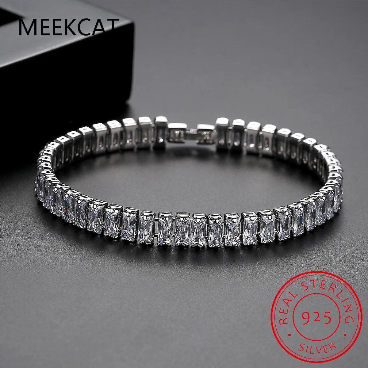MEEKCAT Armband mit Zirkonia-Anhänger aus 925er Sterlingsilber für Damen