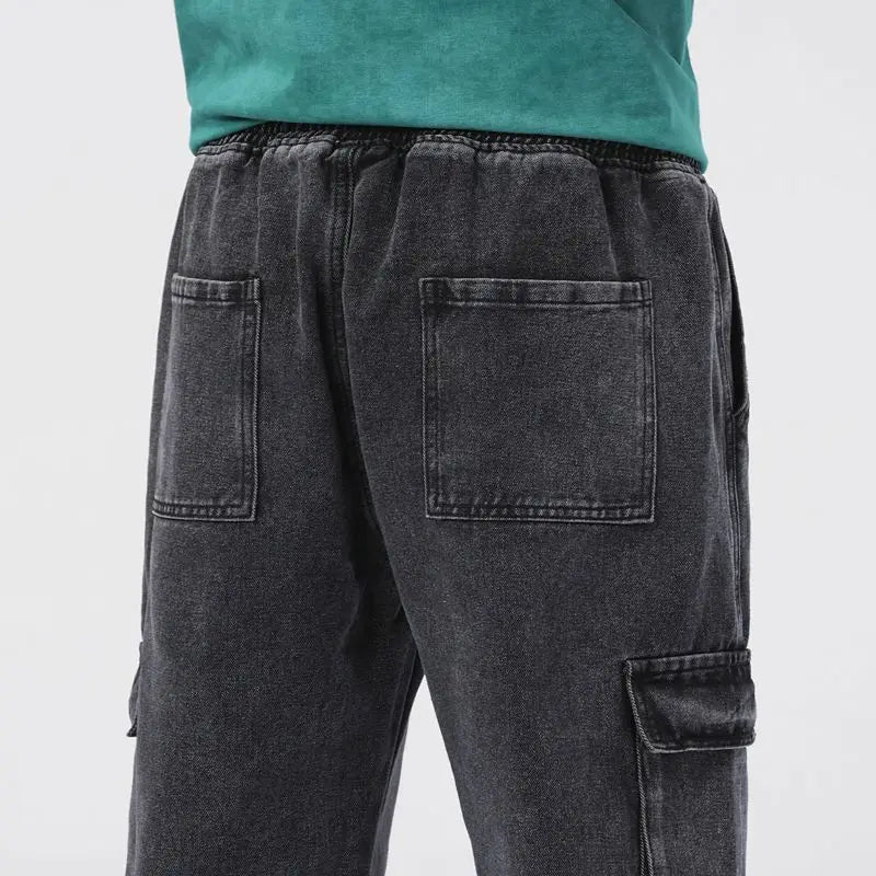 Men’s Loose Cargo Denim Pants – Straight Leg, Everyday Casual