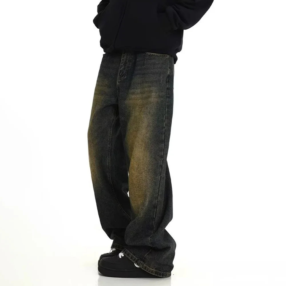 OIMG Men’s Loose-Fit Straight Denim Jeans – Full Length