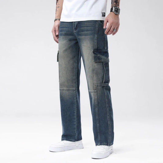 Men’s Casual Loose-Fit Straight Denim Jeans – Full Length