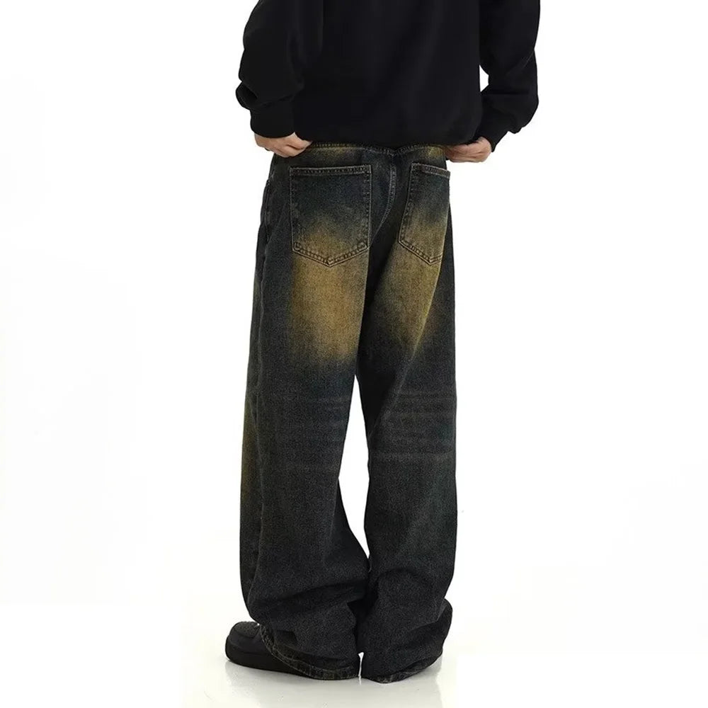 OIMG Men’s Loose-Fit Straight Denim Jeans – Full Length