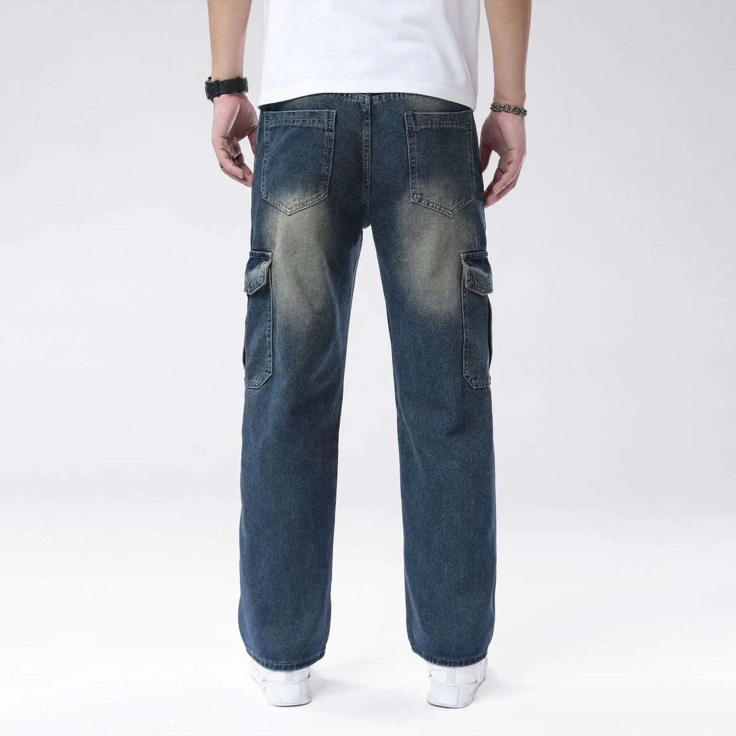 Men’s Casual Loose-Fit Straight Denim Jeans – Full Length