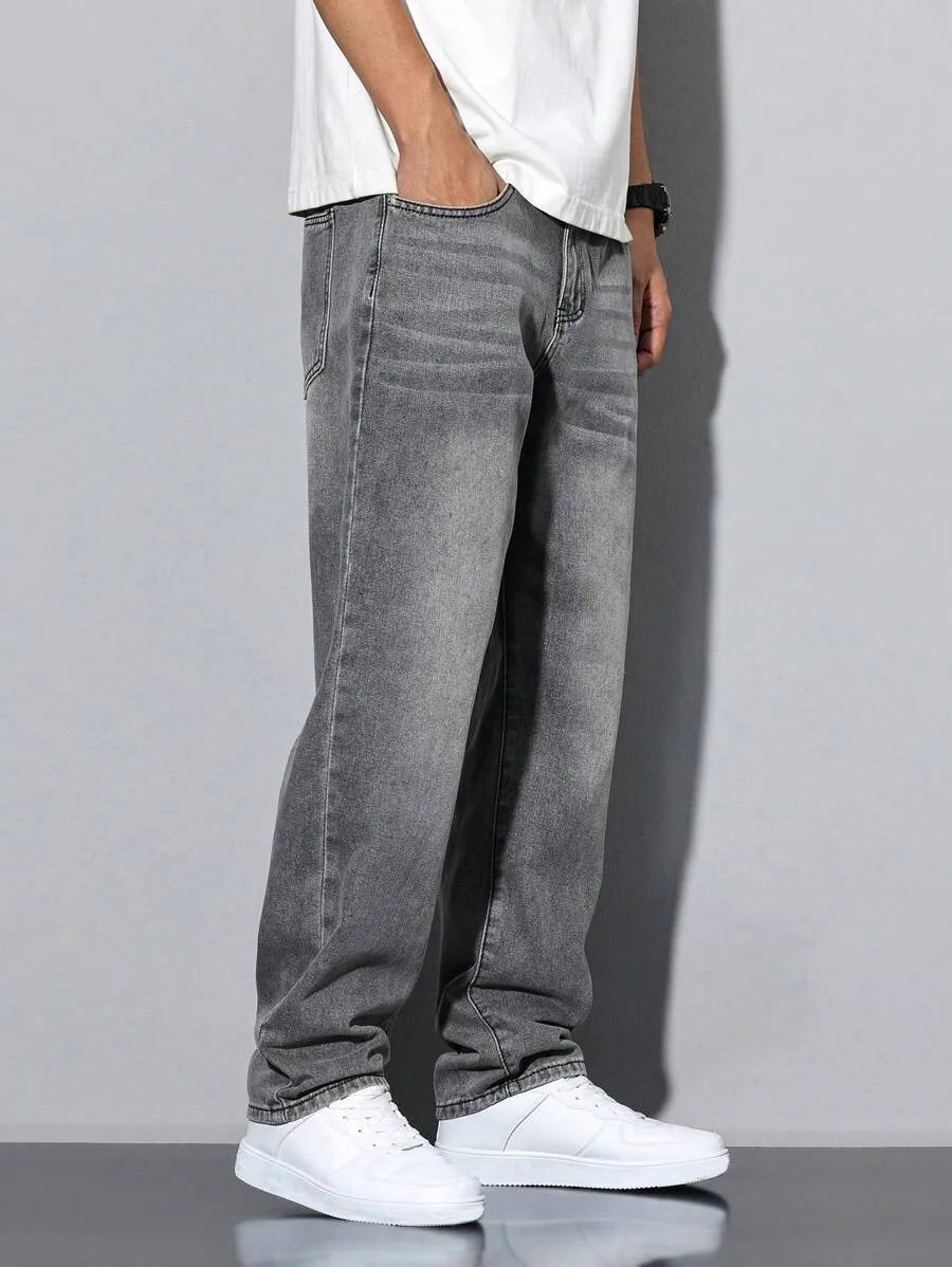 Men’s Casual Straight-Fit Denim Jeans – Ankle-Length