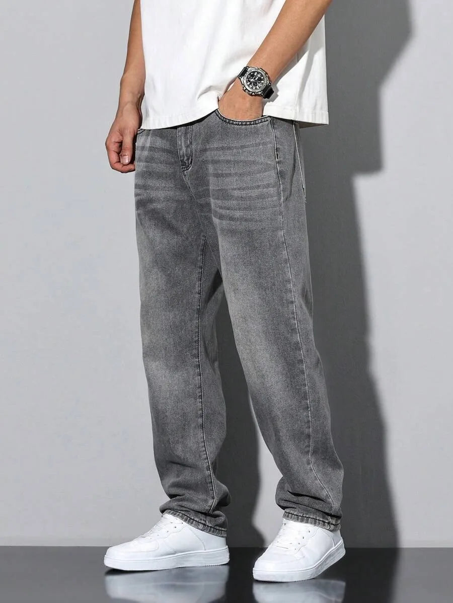 Men’s Casual Straight-Fit Denim Jeans – Ankle-Length