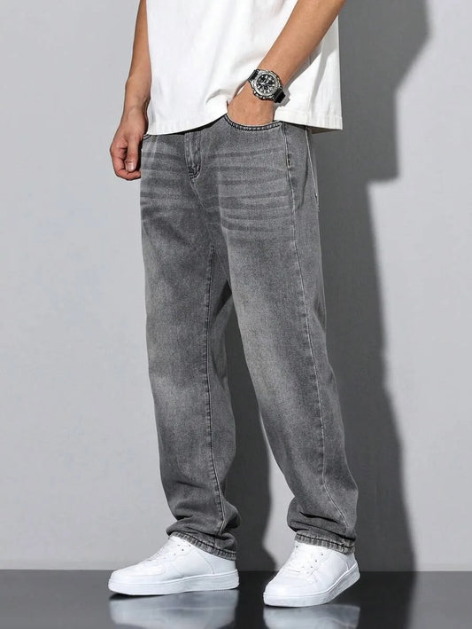 Men’s Casual Straight-Fit Denim Jeans – Ankle-Length