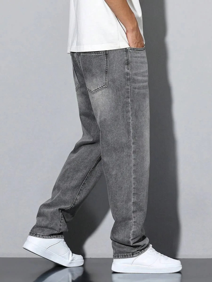 Men’s Casual Straight-Fit Denim Jeans – Ankle-Length